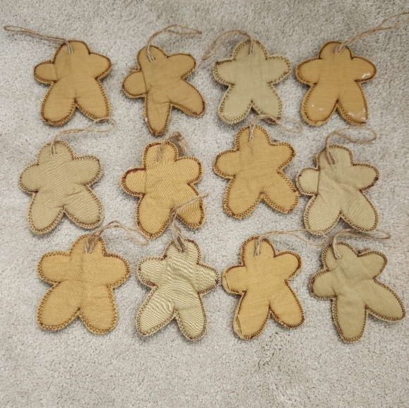 Set of 12 Vintage Crafty Cloth Gingerbreadmen Holiday Christmas Tree Ornaments - Picture 2 of 2